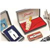 Image 5 : Lot of vintage smoking collectibles including  a brass and leather lift arm table lighter,  made in 