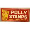 Image 1 : Large Polly Stamps tin sign, approximately  18” x  36” in overall very good condition  with majority