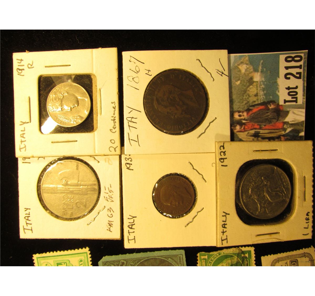 "State of Arkansas Wine Tax 1/2 Cent" Stamp; "State of Iowa 2c Cigarette Tax" Stamp; "State of New Y