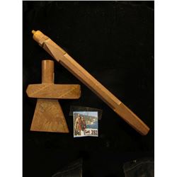 Doc' labeled this  Pipe Stone Indiana Pipe 1870's  Carved Pipe Stone Pipe and long stem. Two piece. 