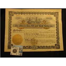 237 Shares  The Illinois Gas, Oil and Coal Company  $10 each, vignette of oil derricks, c.; & 1820 C