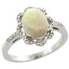 Image 1 : Natural 1.15 ctw Opal & Diamond Engagement Ring 14K White Gold - SC-CW420105-REF#38K2R