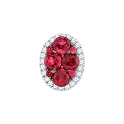 0.10CT Diamond and 0.60CT Ruby Anniversary 14KT Pendant White Gold