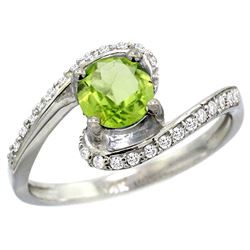 Natural 0.99 ctw peridot & Diamond Engagement Ring 14K White Gold - SC-D312723W11-REF#52M2H