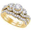 Image 1 : 1CT Diamond Bridal 14KT Ring Yellow Gold