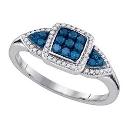 0.35CTW White and Blue Diamond Anniversary 10KT Ring White Gold