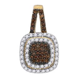 0.50CTW White and Champagne Diamond Anniversary 10KT Pendant Yellow Gold