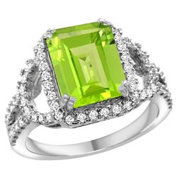 Natural 3.46 ctw peridot & Diamond Engagement Ring 14K White Gold - SC-R292071W11-REF#110A9V