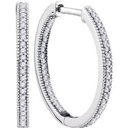 0.25CT Diamond Hoops 10KT Earrings White Gold