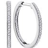 Image 1 : 0.25CT Diamond Hoops 10KT Earrings White Gold