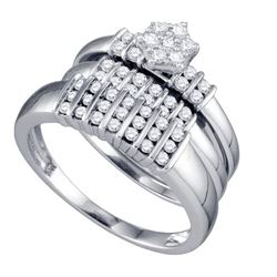 0.75CT Diamond Trio Set 10KT Ring White Gold