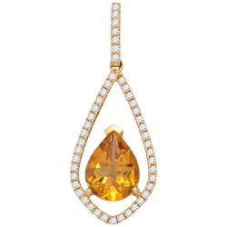 0.25CT Diamond and 1.25CT Citrine Anniversary 14KT Pendant Yellow Gold