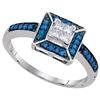 Image 1 : 0.33CTW White and Blue Diamond Anniversary 10KT Ring White Gold