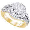 Image 1 : 1CT Diamond Flower 10KT Ring Yellow Gold