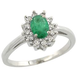 Natural 0.72 ctw Emerald & Diamond Engagement Ring 14K White Gold - SC-CW415103-REF#49V7F