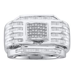 1CT Diamond Mens 14KT Ring White Gold