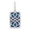 Image 1 : 0.85CTW White and Blue Diamond Anniversary 10KT Pendant Yellow Gold