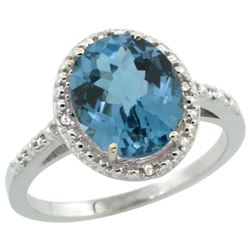 Natural 2.42 ctw London-blue-topaz & Diamond Engagement Ring 14K White Gold - SC-CW405111-REF#35Z4Y