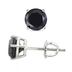 14K White Gold Jewelry 2.06 ctw Black Diamond Stud Earrings