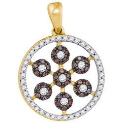 0.35CTW White and Champagne Diamond Anniversary 10KT Pendant Yellow Gold