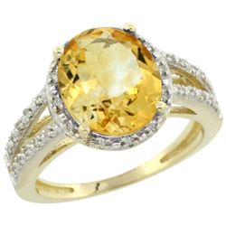 Natural 3.47 ctw Citrine & Diamond Engagement Ring 10K Yellow Gold - SC-CY909106-REF#34X7A