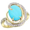 Image 1 : Natural 6.53 ctw turquoise & Diamond Engagement Ring 14K Yellow Gold - SC-R289231Y18-REF#90W5K