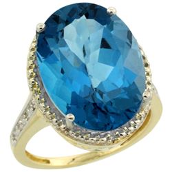 Natural 13.6 ctw London-blue-topaz & Diamond Engagement Ring 10K Yellow Gold - SC-CY905108-REF#64F7N