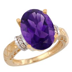 Natural 5.53 ctw Amethyst & Diamond Engagement Ring 10K Yellow Gold - SC-CY901200-REF#44M6H