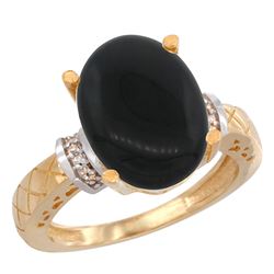 Natural 5.53 ctw Onyx & Diamond Engagement Ring 10K Yellow Gold - SC-CY917200-REF#38G2M