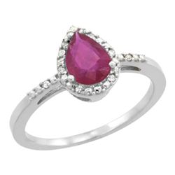 Natural 1.03 ctw ruby & Diamond Engagement Ring 14K White Gold - SC-CW451152-REF#34X3A