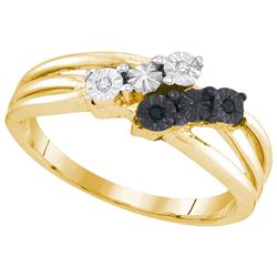 0.02CTW White and Black Diamond Anniversary 10KT Ring Yellow Gold