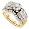 Image 1 : 1.35CT Diamond Flower 14KT Ring Yellow Gold