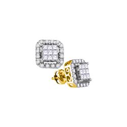 1.0CT Diamond Invisible 14KT Earrings Yellow Gold