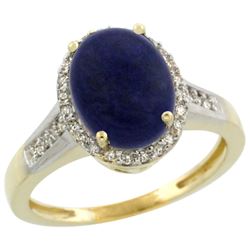 Natural 2.49 ctw Lapis & Diamond Engagement Ring 10K Yellow Gold - SC-CY946109-REF#29V7F