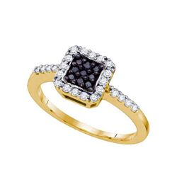 0.35CTW White and Black Diamond Anniversary 10KT Ring Yellow Gold