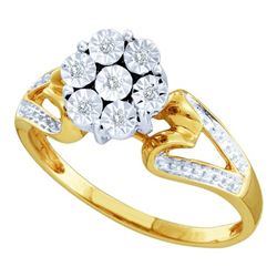 0.05CT Diamond Flower 10KT Ring Yellow Gold