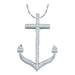 0.15CT Diamond Anchor 10KT Pendant White Gold