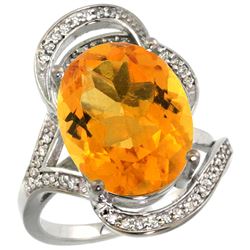 Natural 11.23 ctw citrine & Diamond Engagement Ring 14K White Gold - SC-R309971W09-REF#104Z5Y