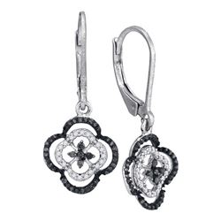 0.33CTW White and Black Diamond Micro-Pave 10KT Earrings White Gold