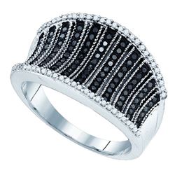 0.50CTW White and Black Diamond Micro-Pave 10KT Ring White Gold