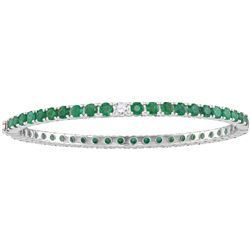 0.20CT Diamond and 8.50CT Emerald Anniversary 18KT Bangle White Gold