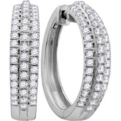 1.0CT Diamond Hoops 10KT Earrings White Gold