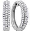 Image 1 : 1.0CT Diamond Hoops 10KT Earrings White Gold