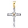 Image 1 : 0.20CT Diamond Cross 10KT Pendant Yellow Gold