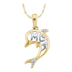 0.02CT Diamond Dolphin 10KT Pendant Yellow Gold