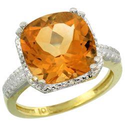 Natural 5.96 ctw Citrine & Diamond Engagement Ring 10K Yellow Gold - SC-CY909145-REF#32Z4Y