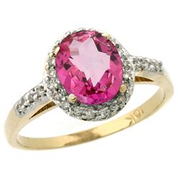 Natural 1.3 ctw Pink-topaz & Diamond Engagement Ring 14K Yellow Gold - SC-CY406137-REF#32H2W