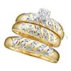 Image 1 : 0.05CT Diamond Trio Set 10KT Ring Yellow Gold