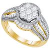 Image 1 : 1CT Diamond Flower 10KT Ring Yellow Gold