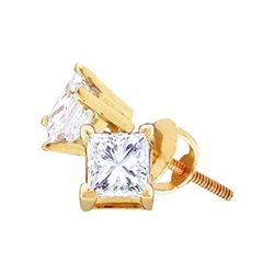 0.75CT Diamond Studs 14KT Earrings Yellow Gold